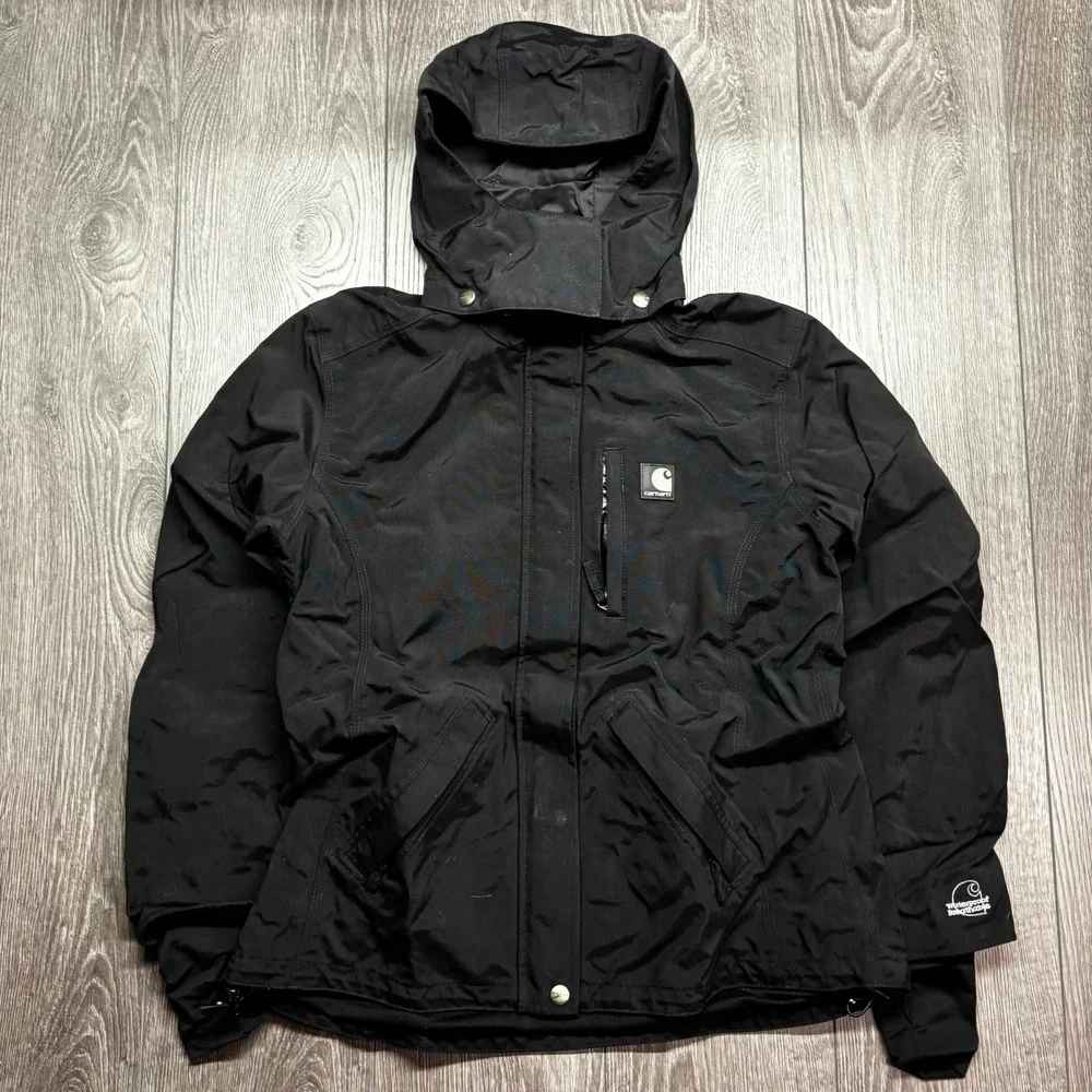Carhartt Women Black Waterproof Breathable Hooded Jacket WJ002 BLK Small Regular - Picture 1 of 9